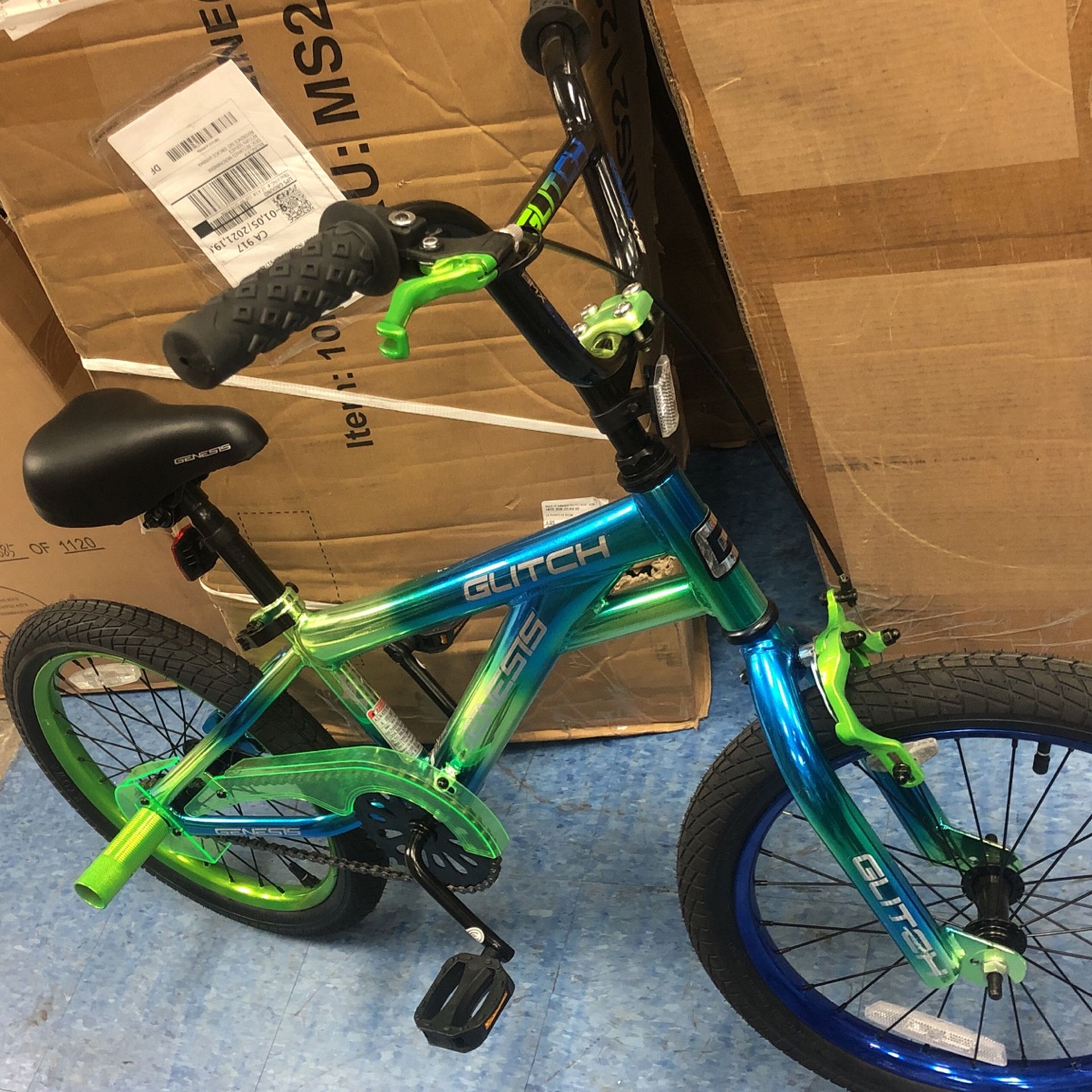 Genesis 18" Glitch Boy's BMX Bike Blue/Green