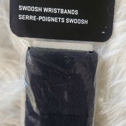 Pair Of Black Nike Swoosh Doublewide Wristbands