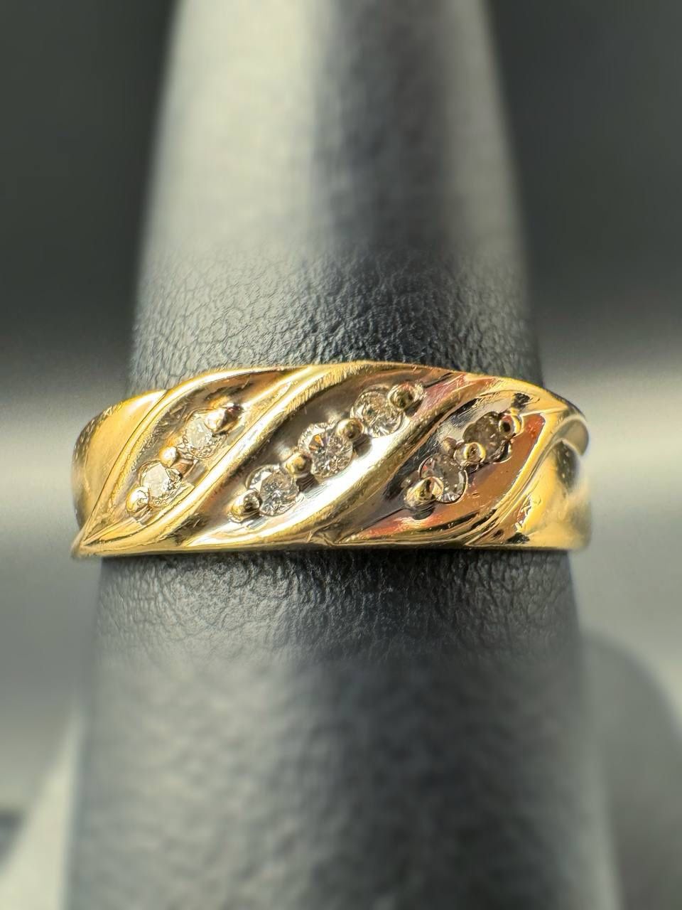 14k Solid Yellow Gold 0.14CTW Natural Diamond Wave Fashion Ring Sz 7.25