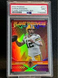 2022 Phoenix 🔥 Aaron Rodgers 🔥 Flame Throwers - Red 178/199 PSA 9 Mint 💎 - Packers / New York Jets