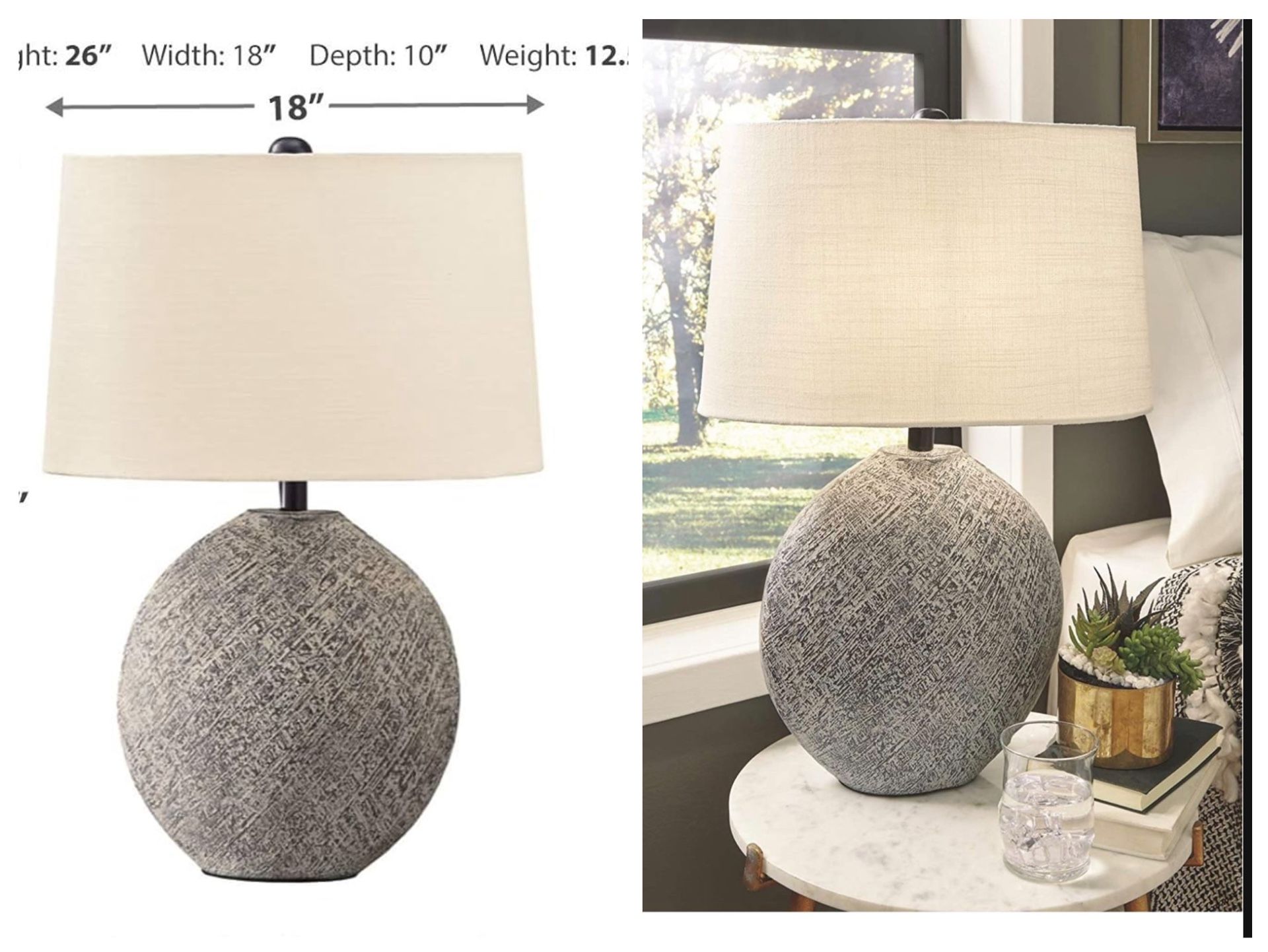 Signature Design by Ashley Harif Paper 26" Table Lamp withTextured Base, Beige