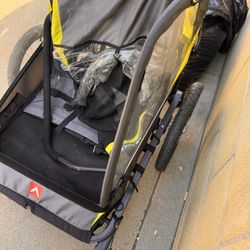 Allen Sports Deluxe 2-Child Bicycle Trailer & Stroller, Model AS2, Green