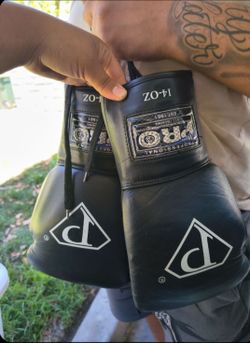 Pro Boxing Gloves 14 oz Black Leather