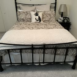 Queen Bedroom Set with Like New Mattress, Nightstand, Lamp, And Mirror