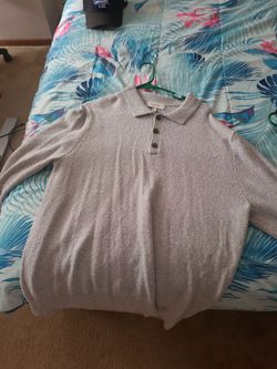 Light Gray Knit Polo Sweater