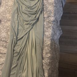 Prom dress soft green glittery 