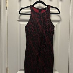 Red and Black Lace Dress