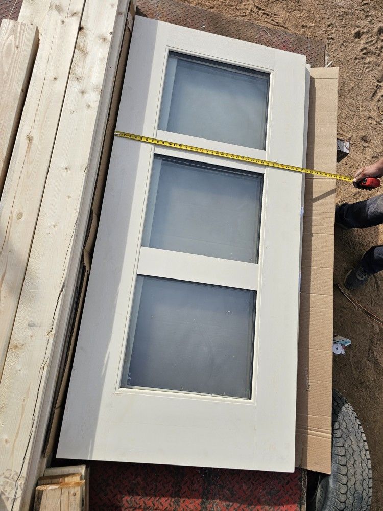 Modern White Door w/ Frosted Glass