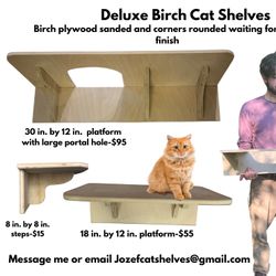 High Quality Unfinished Catshelves Awaiting A Finish. Birch Wood.