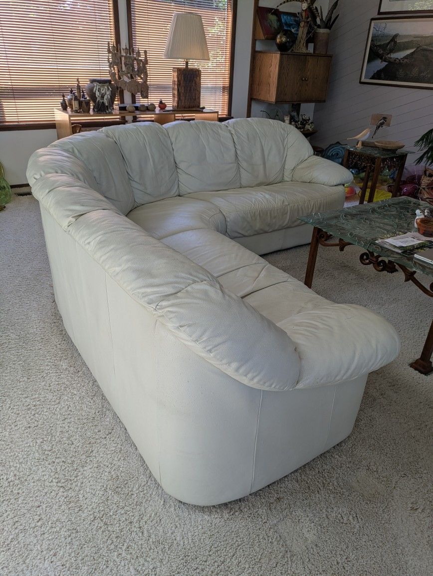 White Leather Sectional