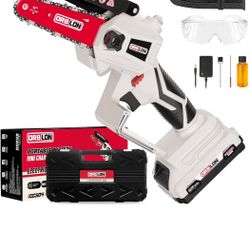 4 Inch Cordless Mini Chainsaw for Dewalt 20v Battery, Portable Brushless Chainsaw With Security Lock [Seniors Friendly], Wood Cutting, Tree Trimming (