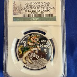2014P 1/2oz YEAR OF THE HORSE COLORIZED SILVER COIN