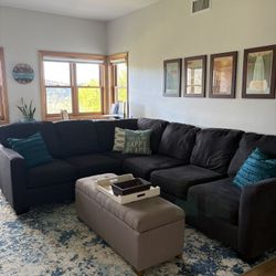 Sectional Sofa Couch Dark Charcoal Living spaces