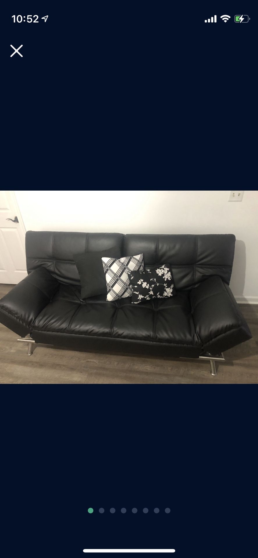 Leather futon black