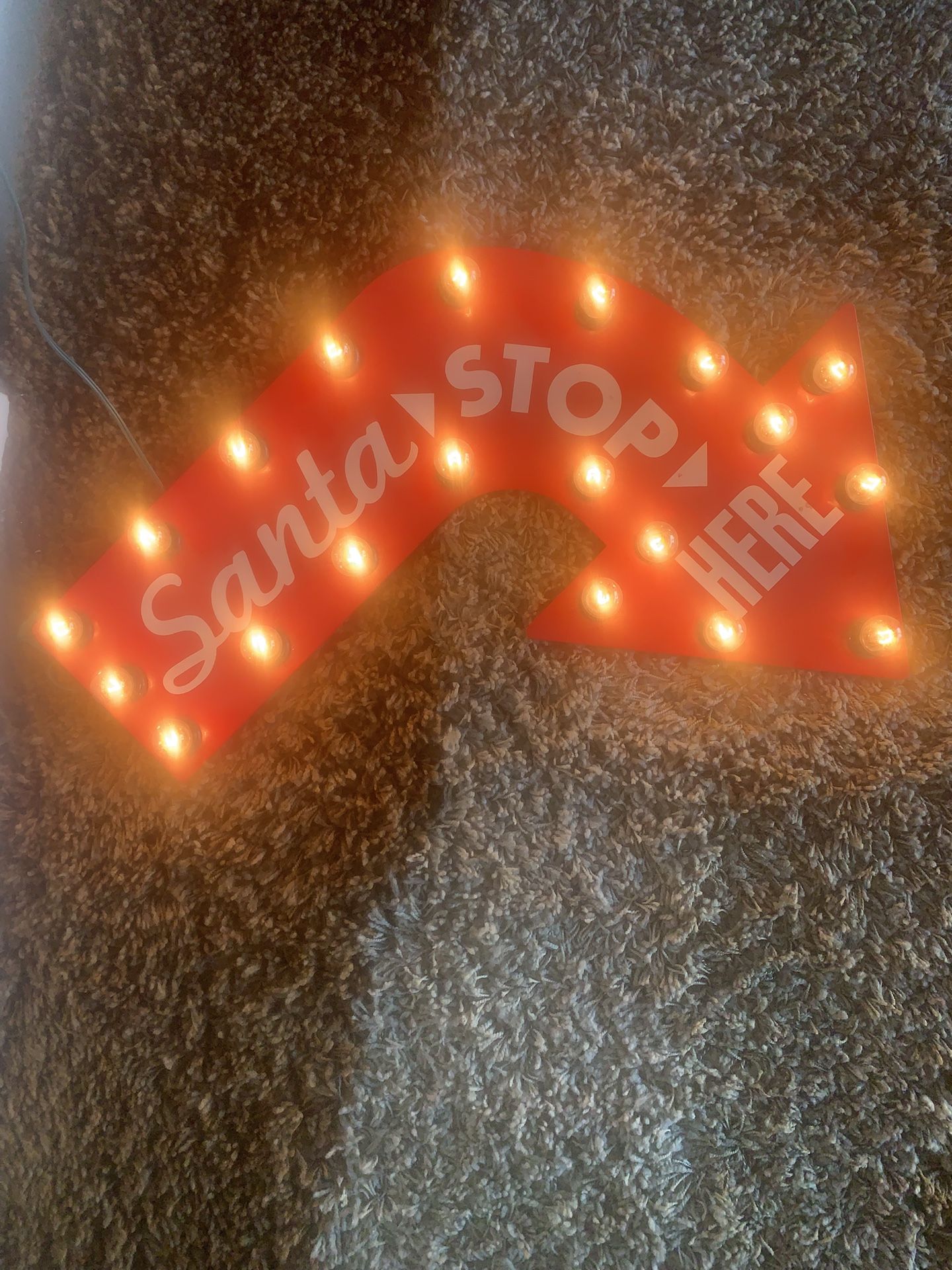 Santa Stops Here Lighted Arrow Sign.