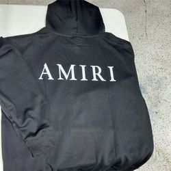 AMIRI Black Logo Pullover Hoodie Jersey Cotton Long Sleeve Size Regular