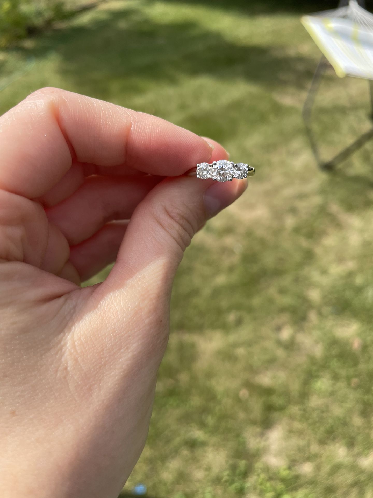3 Stone Diamond Engagement Ring and Wedding Band 