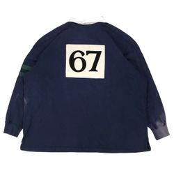 Vintage Polo Ralph Lauren Rugby Shirt 5XL BIG 5XB Blue Long Sleeve Crest PRL 67
