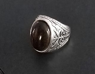 TOPAZ BEZEL SET QUALITY TITANIUM ENGRAVED MENS NEW SIZE 9 RING