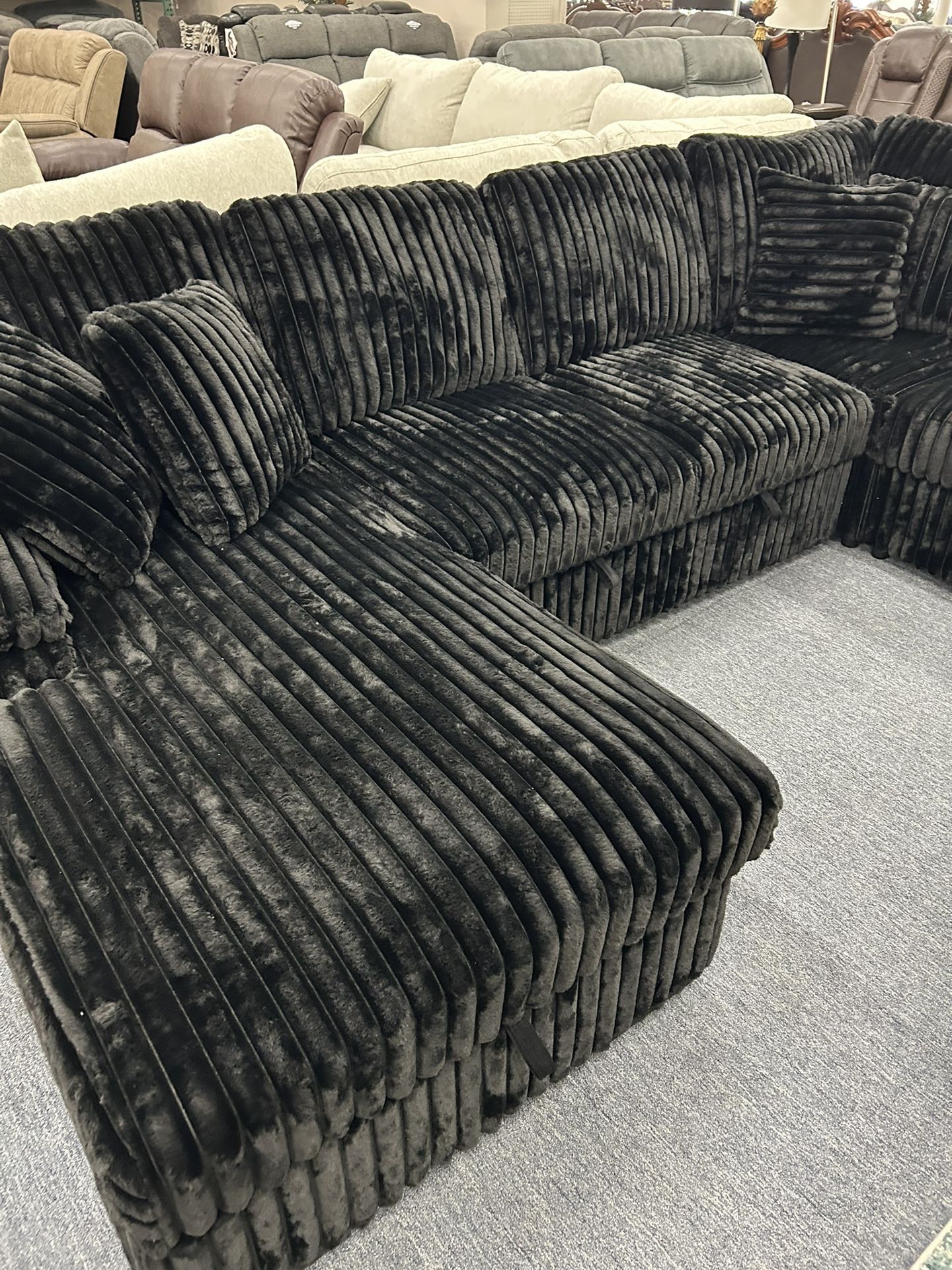 Custom Corduroy Sectionals Sleeper, Same Day Delivery 