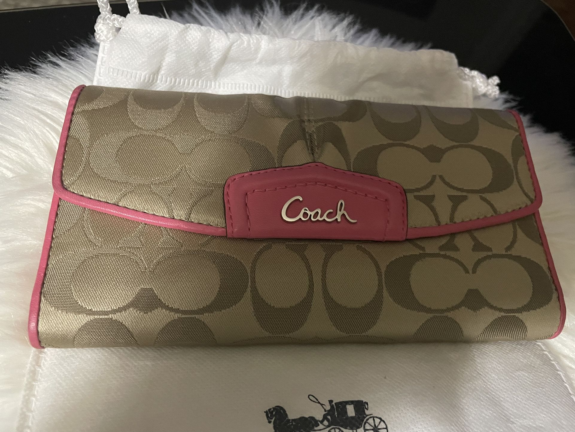 COACH WALLET PINK & TAN SIGNATURE STYLE