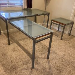 Glass Top Desk Set (3 Pieces)