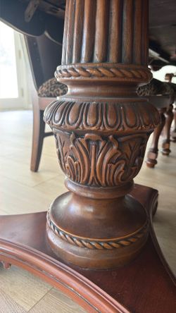 $250 • Antique Handcrafted Dining Table Set • 8 Chairs • Newly Reupholstered • Like New