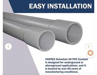 rand new Cantex 1 in. x 10 ft. Gray Non-Metallic PVC Schedule 40-Conduit