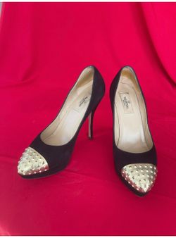 Valentino Garavani Black Suede Rockstud Platform Heels Sz 38