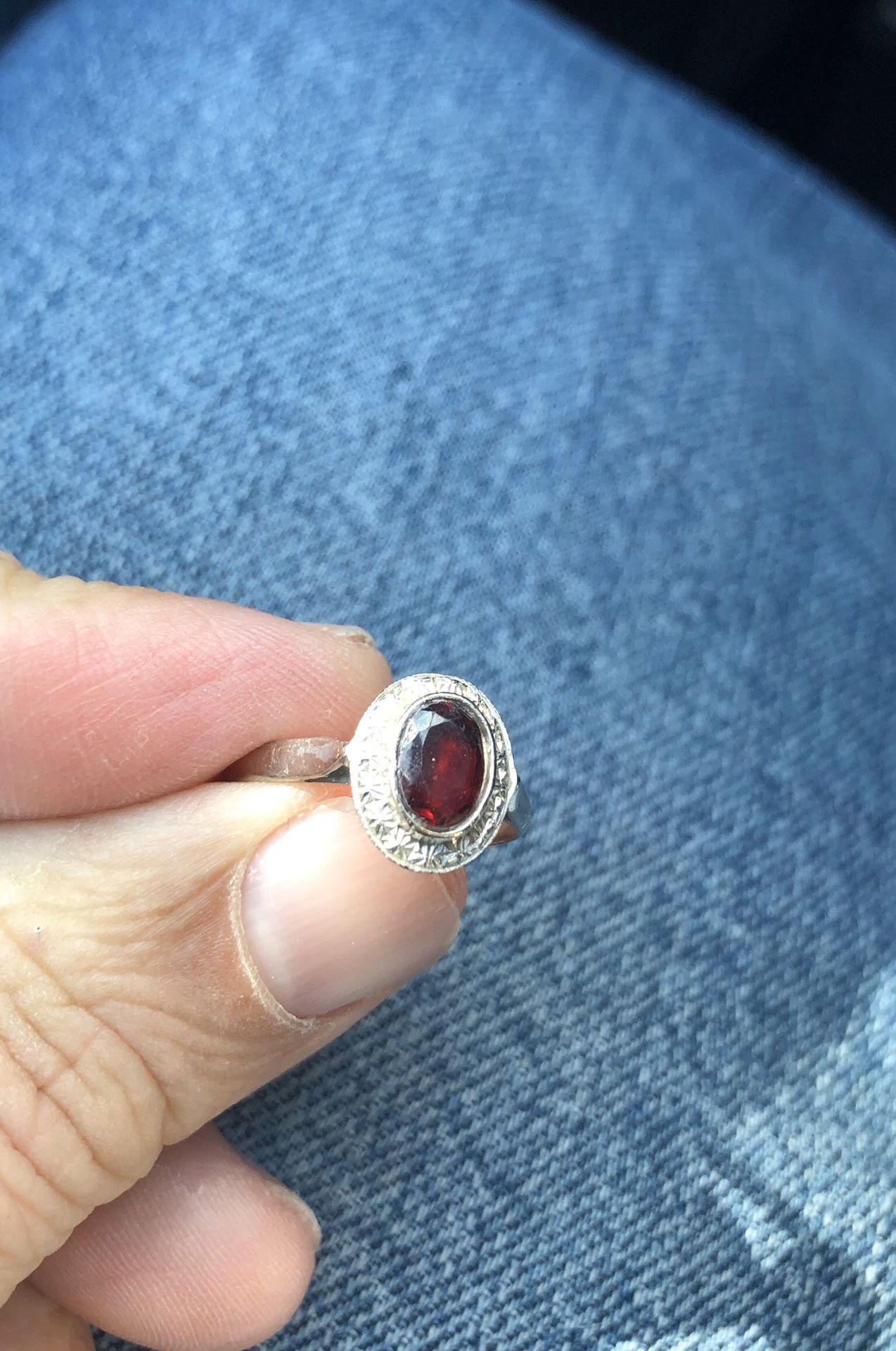 New. 14k white gold women’s white gold and dark red garnet ring. Beautiful and elegant. Great for everyday or even as a promise ring or alternativ