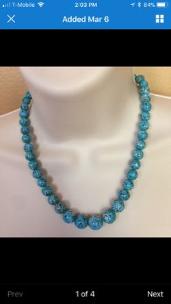 Speckled Teal Beaded Fashion Jewelry Necklace 18.5”