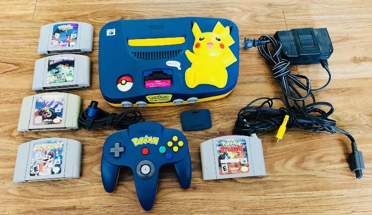 Nintendo 64 N64 Pokemon Pikachu Edition Console With Pokémon Stadium And More