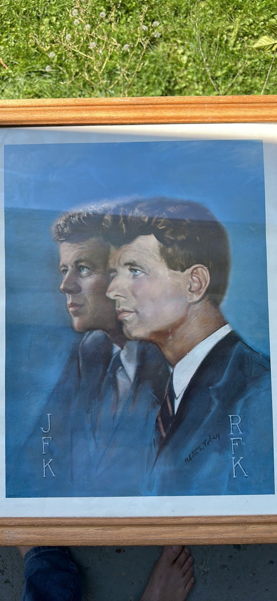 Vintage framed print of The Kennedy’s John F. and Robert Kennedy by Alton Tobey