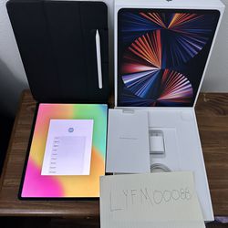 M1 iPad Pro 12.9” Cell+WiFi with case and Apple Pencil