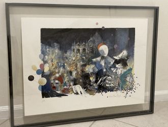 Giorgio Bacci Baik Signed Lithograph 1/150 – Carnevale Venice 1989 – Framed COA