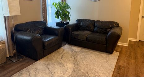 Genuine leather love chair & chair