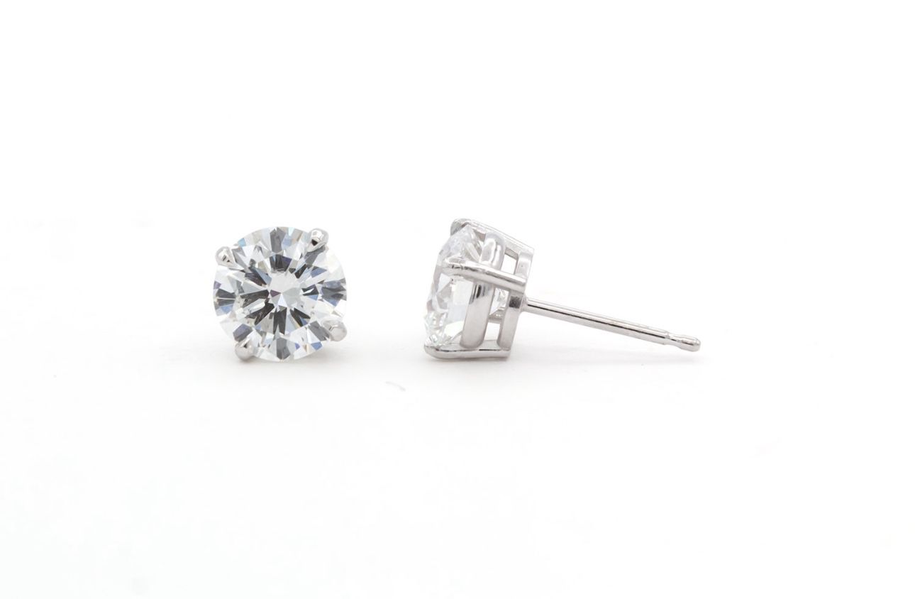 1.5CT Diamond Solid 14KT White Gold 1.52CT Diamond Stud Earring With Certification
