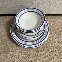 Home by Target Carraway Blue & Red Rings Stoneware Plates & Bowls