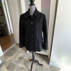 Women’s BLACK Peacoat Winter Dress Coat — SIZE Large 