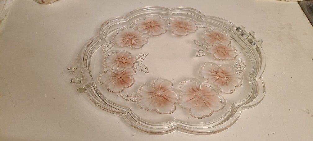 14" Crystal Cake Plate VINTAGE