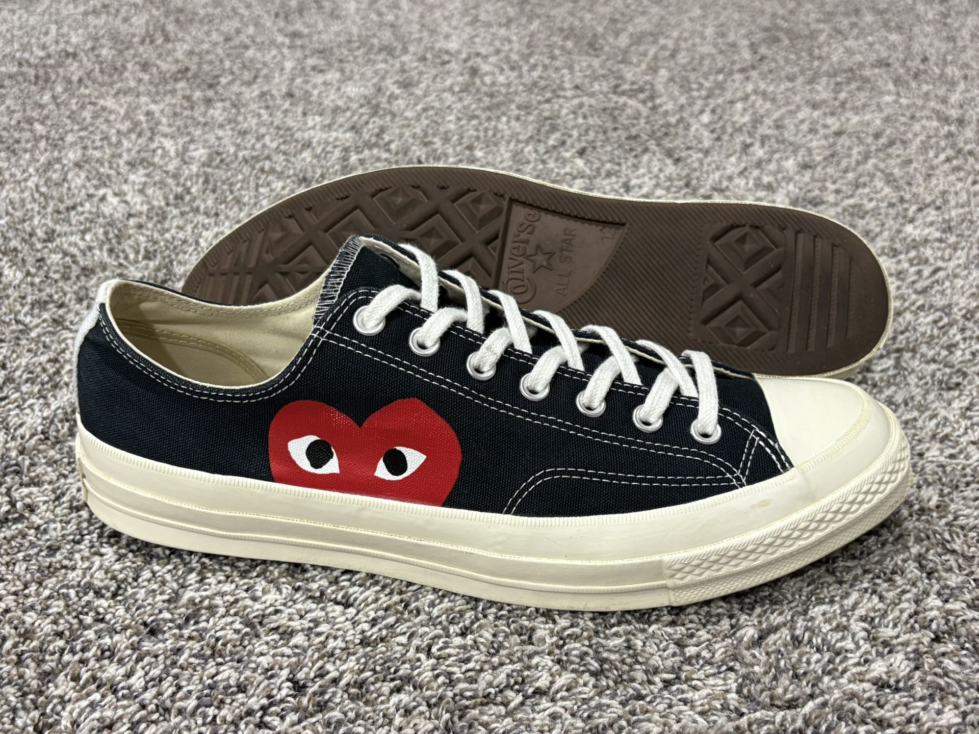 Men’s CONVERSE PLAY ‘Comme Des Garcons’ Black Canvas Sneakers Size US 12