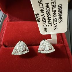 Triangle Sterling Silver Moissanite Earrings
