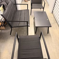 4pc Padded Sling Patio Conversation Set Black