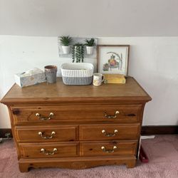 Matching Wood Dresser And Chest