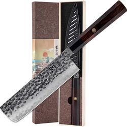 Japanese White Steel Damascus Nakiri Chef Knife
