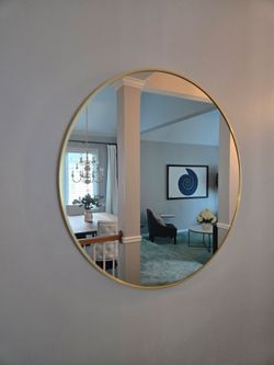 36” Round Gold Wall Mirror – Like New – $95