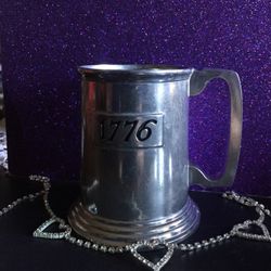 Vintage Duratale By Leonard Tin Mug 1776 Bicentennial Silver Beer Stain