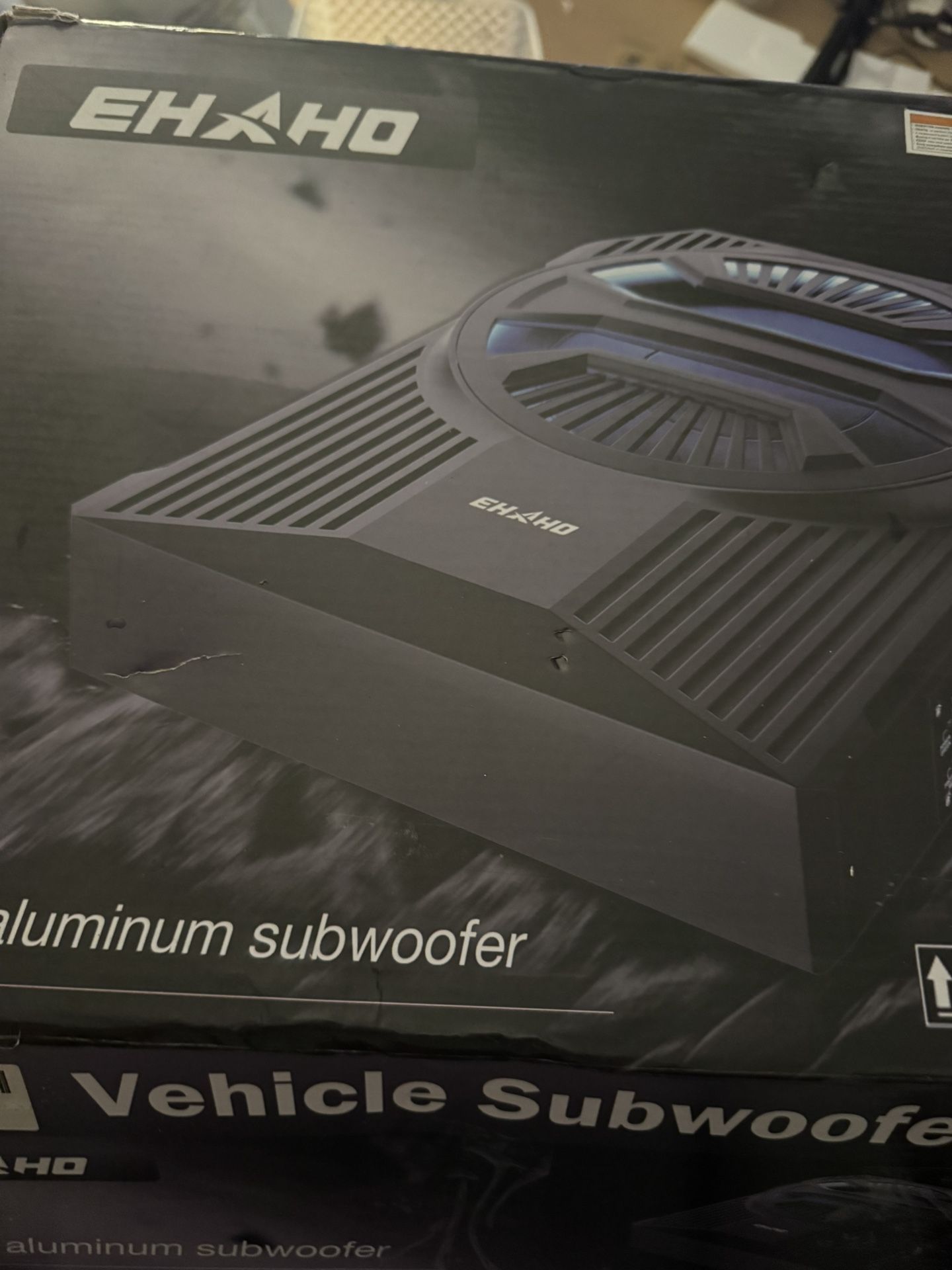 Ehaho Slim Under Seat Subwoofers with AMP, 10 inch Powered Subwoofer with Amplifier and RGB Lights,