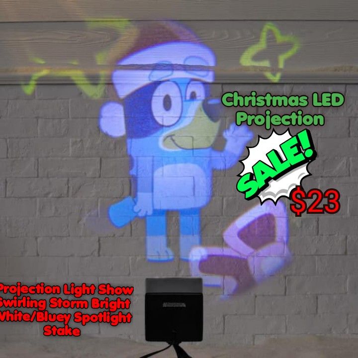 13.27 in. Christmas LED Projection Light Show Swirling Storm Bright White/Bluey Spotlight Stake