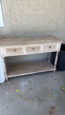 Wood Console Table with Drawers and Shelf